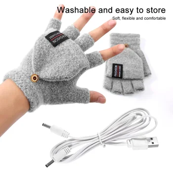 Ръкавици с електрически отопляеми от USB, 2-трета страна, отопление, Трансформируемая ръкавица без пръсти, плетени калъф за ръкавици с регулируемо отопление, Водоустойчив Колоездене, Ски