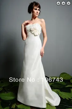 безплатна доставка 2014 сватбена рокля vestidos formales бяла рокля дълга вечерна рокля плюс размера на буйни рокли на Шаферките