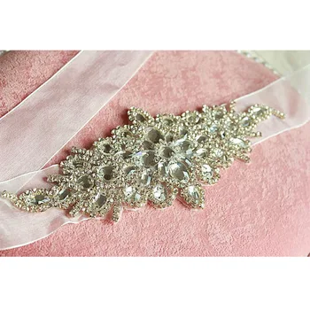 Сватбена колан с кристали, перли, цветен колан за младоженци, сребърен колан за младоженци с декорации във формата на кристали за сватбената рокля на бала
