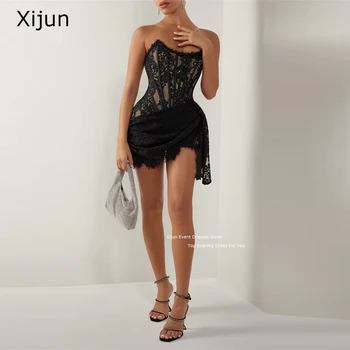 Дантелено секси вечерна рокля Xijun, рокли без презрамки за рожден ден, мини-рокля за бала, за чернокожите момичета, Рокли за абитуриентски бал 2023, Тържествен повод