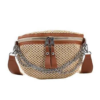 Висококачествена нагрудная чанта, модерен сламени дамски чанти, дамски отличителни чанта през рамо, лятна поясная чанта, дизайнерски дамски чанти за рамо
