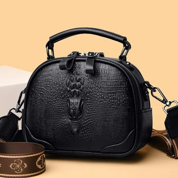 Дамски чанта през рамо, моден тренд 2023, луксозна дизайнерска чанта, женски крокодил модел висококачествена чанта от мека кожа