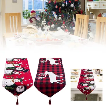 Коледни орнаменти, памучни бельо бродерия, Коледен флаг за маса, с Преливащи се цветове украса за масата, Бегунки за масата за хранене