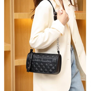 Модерни Дизайнерски чанти стеганую клетка, луксозни дамски чанти от естествена кожа, ежедневни реколта чанта-тоут на веригата, чанта през рамо за една дама