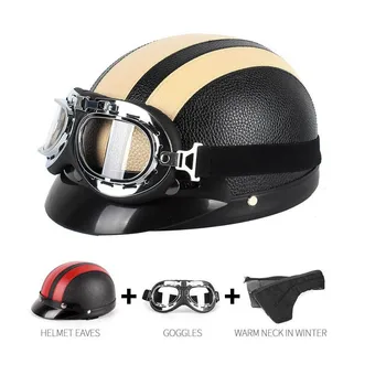 Ретро мотоциклет шлем с наполовина отворен лице, наполовина каска в стил ретро мото casco capacete motociclistas capacete с предпазни очила