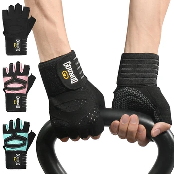 Дишащи ръкавици за фитнес зала с гири в полпальца, дамски ръкавици за бодибилдинг, гимнастически спортни ръкавици, мъжки ръкавици за тежка атлетика, колоездене нескользящие