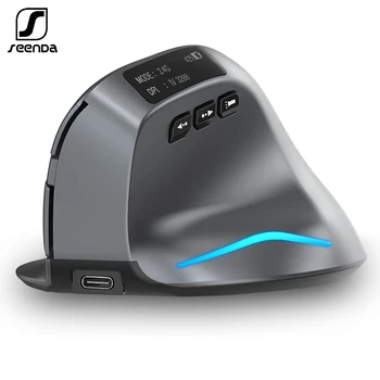 Безжична мишка SeenDa Акумулаторна с led екран на Bluetooth-Мишка 2.4ghz/Bluetooth, 3200 dpi, Безжична Игра Мишка за лаптоп, PC