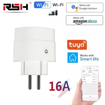 Sasha WiFi Smart Plug 16A EU Умна контакт с монитор храна и време Smart Life Support Алекса Google Home Yandex Умни неща