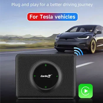 CarlinKit Mini Carplay Wireless Box WiFi, Bluetooth Адаптер За автомобил Tesla Модели 3/ X/Y/S, съвместим с Bluetooth, Wifi Ключ За свързване