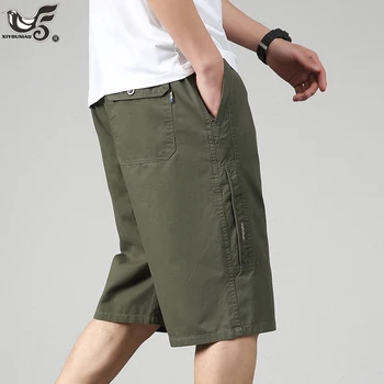 Къси мъжки Панталони-Карго, Летни Ежедневни Панталони капри от 100% памук с Множество Джобове, Мъжки Военни Тактически Плажни Къси Гащички, Спортни Панталони