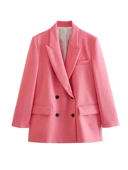Дамски новост 2023, модерен двубортный блейзър от твида purity, винтажное палто с джобове и дълги ръкави, стилни дамски връхни дрехи