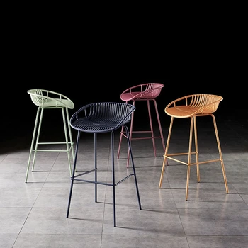 7 цвята, скандинавски бар стол от ковано желязо, изчистен модерен висок стол бар, Бар на Мебели, Леки Луксозни творчески улични бар столове