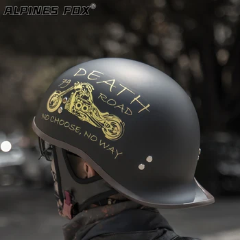 Мотоциклет с каска половина на лицето в ретро-грах, сертифициране за мъже и жени, детски скутер, ретро байкерский мотоциклет шлем със слънчеви очила