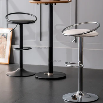 Бар столове от ковано желязо в скандинавски стил за бар, мебели, Бар стол с регулируема височина, въртящ се дизайн, Подвижен кръг прост столче за хранене
