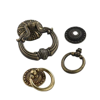 Античен ретро европейското кръгъл пръстен с антична медна дръжка Халка за чекмедже с един дупка на вратата на достъпа на кабинета на кабинета Хардуер