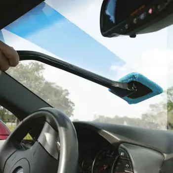 Четка за миене на прозорци на колата с дълга дръжка Автомивка 40 см кърпа за Прах на предното стъкло на превозното средство Удобен моющийся пречистване на автомобила