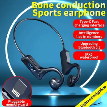 Слушалки с тази костна проводимост, безжични слушалки Син зъб IP56, водоустойчива технология на проводимост, слушалки за спортни тренировки