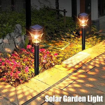 Led слънчев градински лампа, градинска ландшафтна лампа на слънчевата енергия за вътрешния двор, алеи, осветление на тревата, празнична украса на градината, Лампа