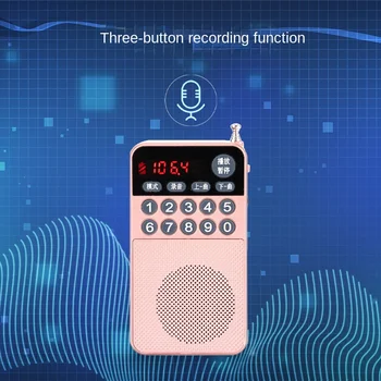 Карманное Преносимо Радио FM AM 3D Стерео Музикален Плейър с поддръжка U/DSP/TF/LED Bluetooth Съвместим със Запис на Звук, мини-радио 87,5-108 Mhz