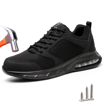Защитни обувки Мъжки работна обувки със стоманени пръсти, устойчиви на пробиване работни обувки, несокрушимые работни ботуши на въздушна възглавница