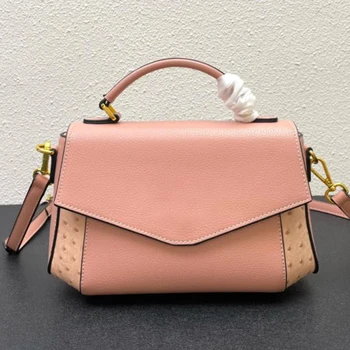 Нова дамска кожена чанта с изображение, щраус, дамска чанта с горната дръжка, екзотичен работен портфейл, дамска голяма чанта през рамо