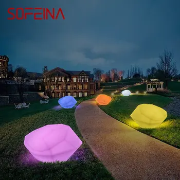 SOFEINA Модерни 16 Цвята градински фенери USB Електрически творчески 3D от бял камък с дистанционно управление IP65 декорация за градината и парка