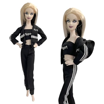 NK 1 комплект, ежедневни черна есенна спортни дрехи принцеса, красива ежедневна рокля, модни дрехи за Барби, аксесоари за кукла, подарък играчка за момичета