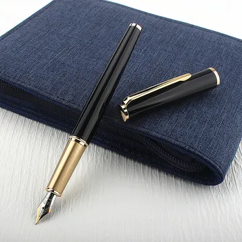 Луксозна марка Jinhao 85, черна метална писалка, с много тънък връх, на красив подарък писалка за писане
