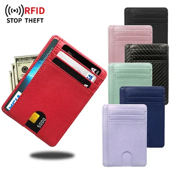 8 слота, тънък RFID-блокери кожена кесия, държач за кредитни ID-карти, портфейл, джоб за пари, противоугонный калъф за мъже, Жени, мъжки Модни чанти