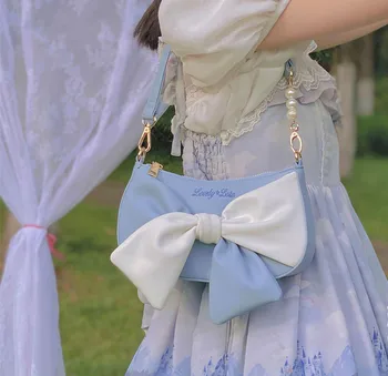 Лолита Лук Цвете Кожена чанта-тоут Чанта през рамо Дамски Ежедневни сладко чанта Kawaii
